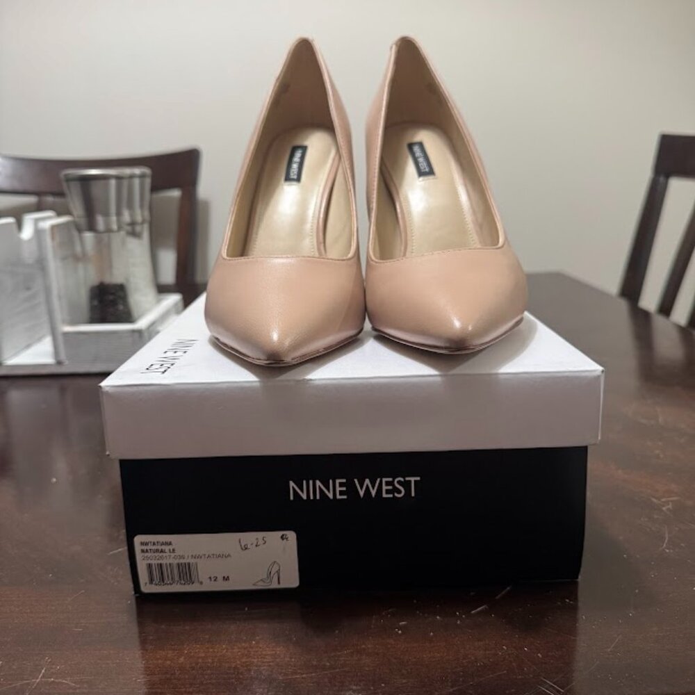 Size 12 Nine West Tatiana natural leather Heels New in the box